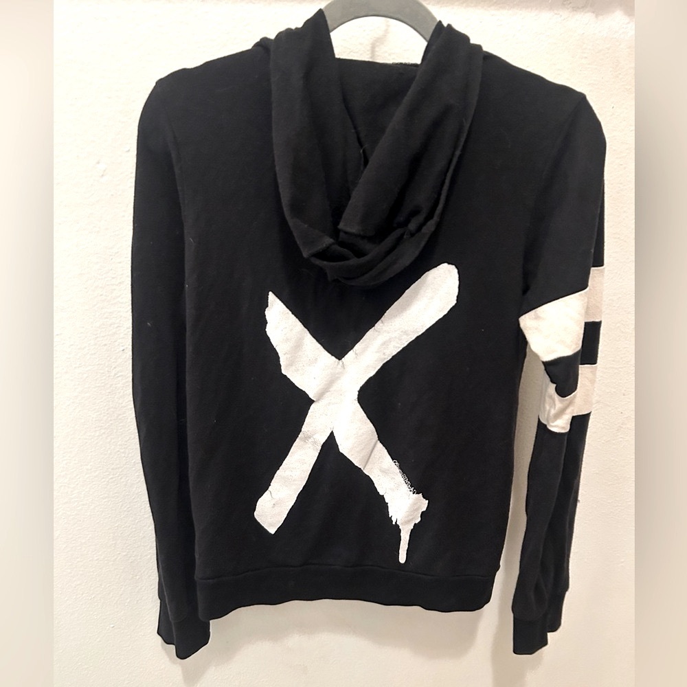 LAUREN MOSHI RARE Dripping X Black & White Zip Hoodie Stripes & X Detail Punk - Picture 6 of 10
